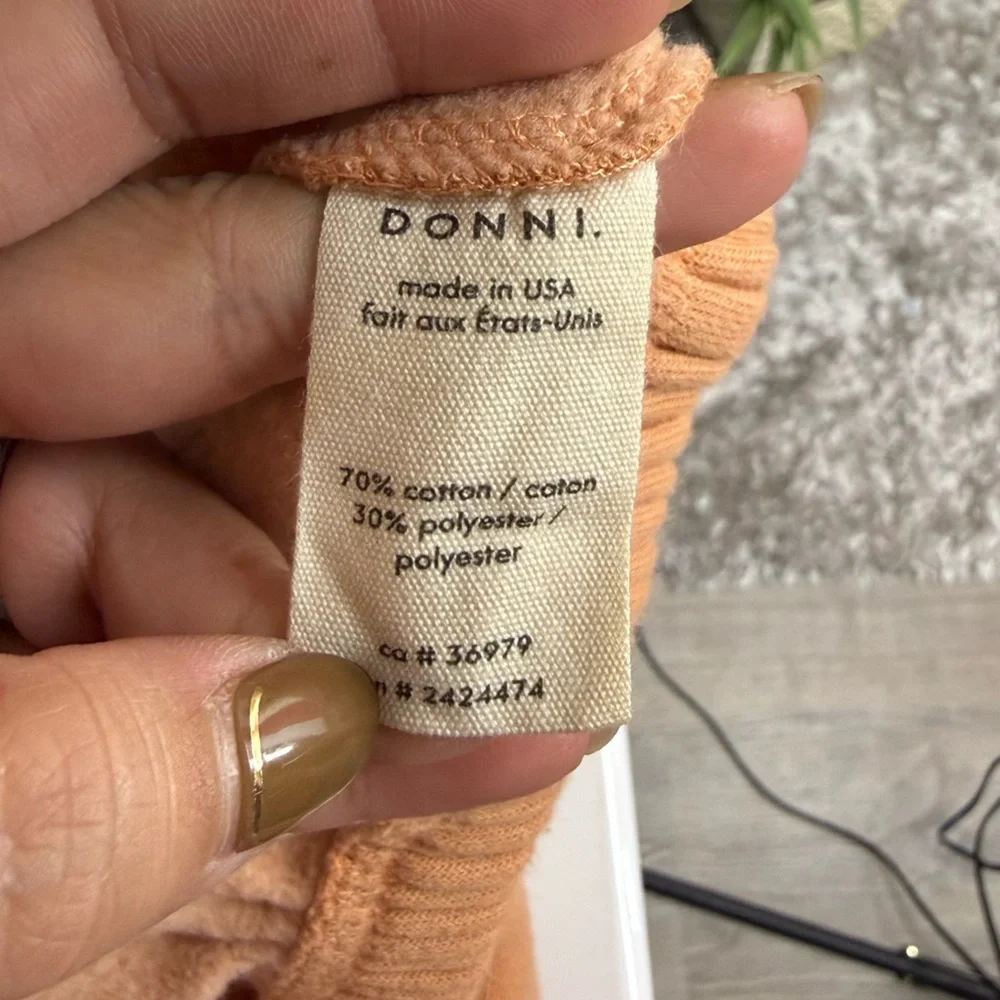 DONNI. Women’s Vintage Fleece Gem Cropped Hoodie in Penny Sz XS